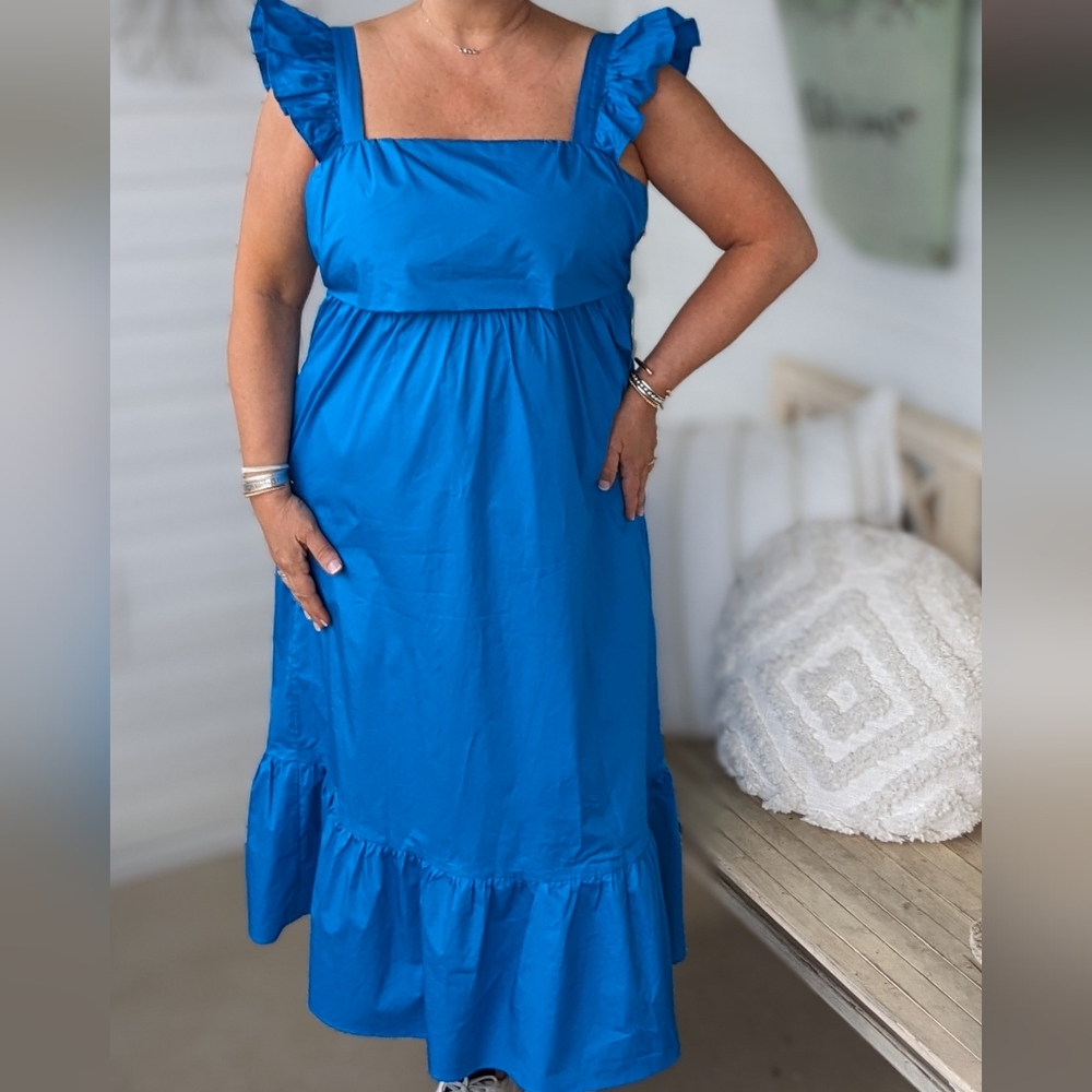 Buddy Love Beverly Blue Ruffled Tiered Midi Sundress